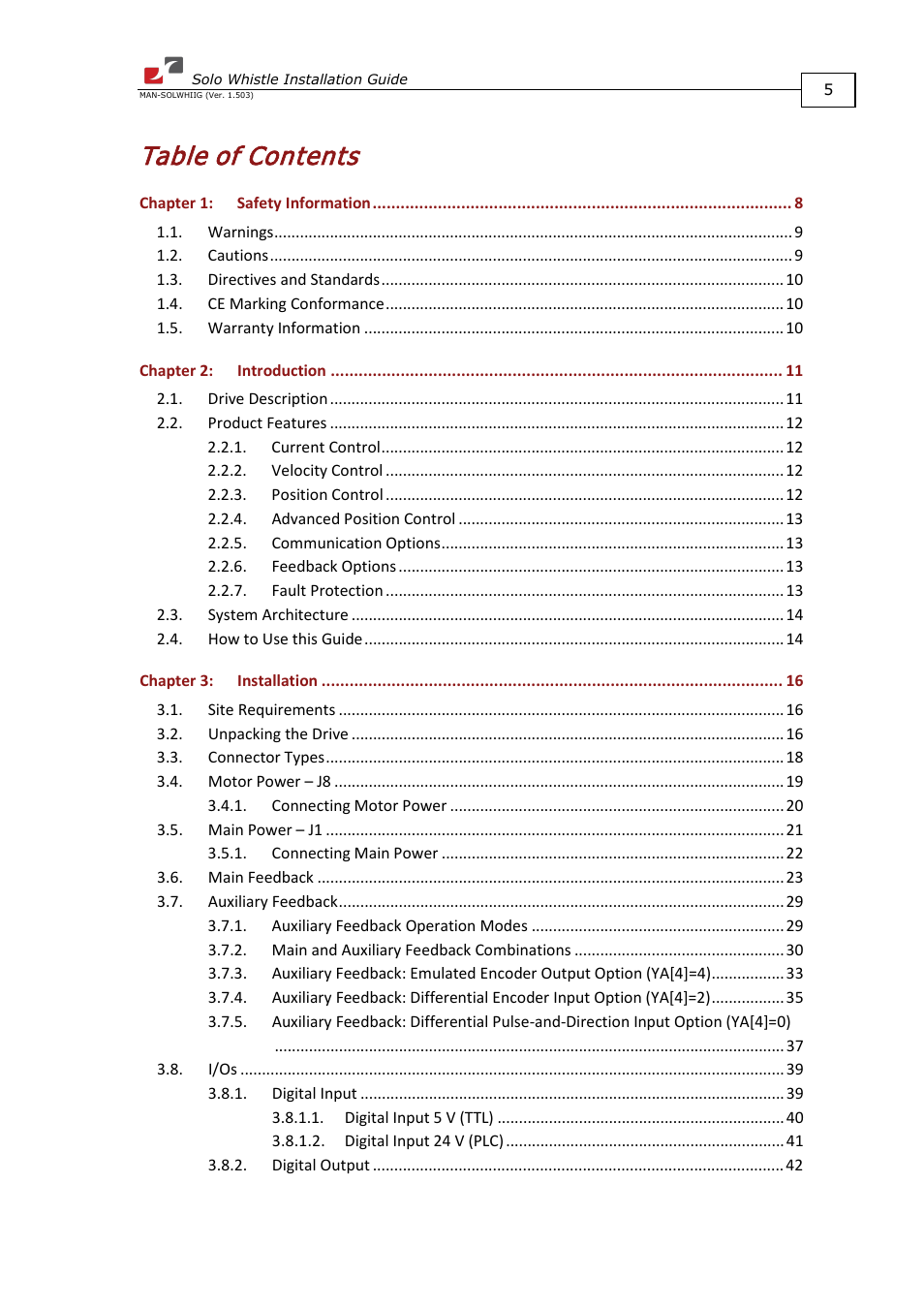 ElmoMC SimplIQ Digital Servo Drives-Whi-Solo Installation Guide User Manual | Page 5 / 69