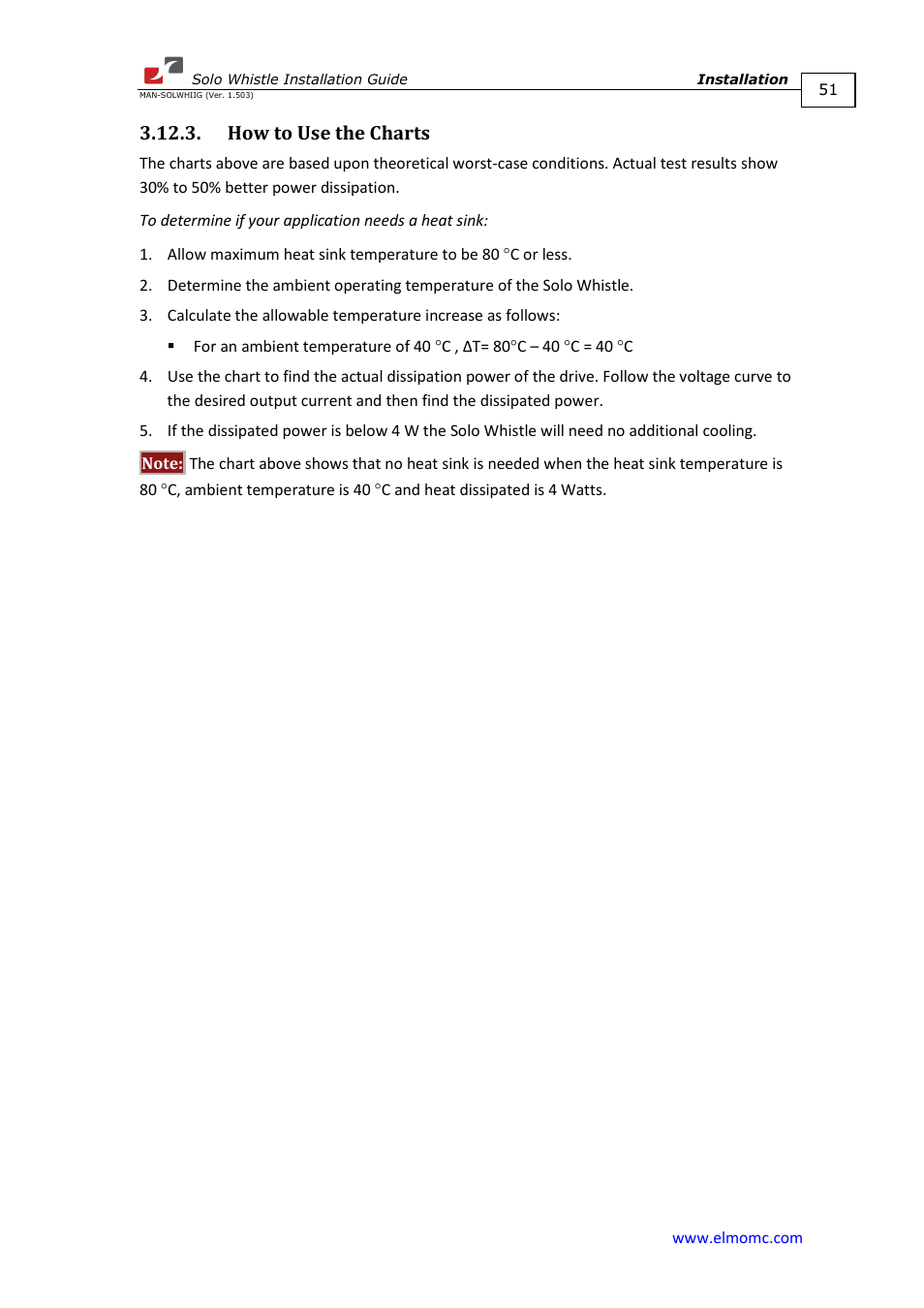 How to use the charts | ElmoMC SimplIQ Digital Servo Drives-Whi-Solo Installation Guide User Manual | Page 51 / 69