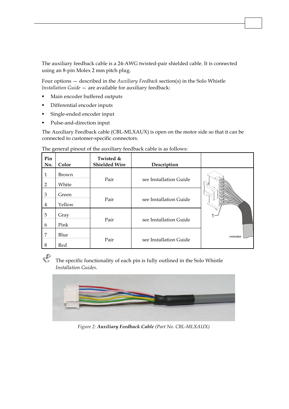 Auxiliary feedback cable (cbl-mlxaux), Nicati, On cables | ElmoMC SimplIQ Digital Servo Drives-Whi-Trio Cable Kit User Manual | Page 8 / 10