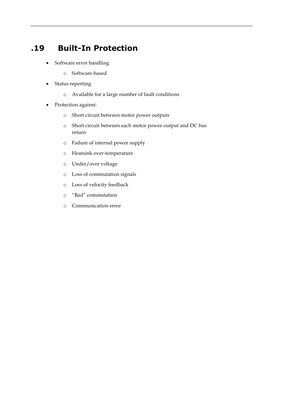 19 built-in protection | ElmoMC SimplIQ Digital Servo Drives-Whi-Trio Installation Guide User Manual | Page 43 / 62