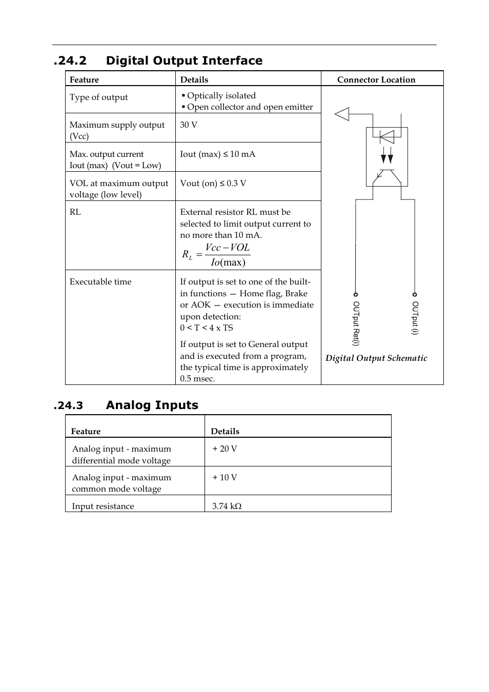 2 digital output interface, 3 analog inputs, Analog inputs | ElmoMC SimplIQ Digital Servo Drives-Whi-Trio Installation Guide User Manual | Page 52 / 62