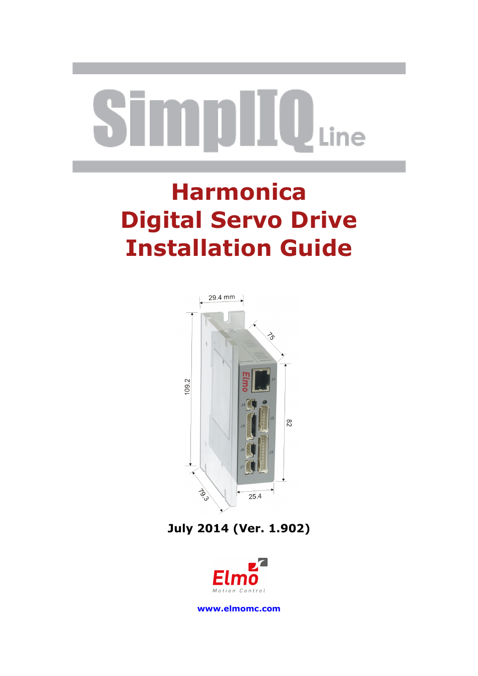 ElmoMC SimplIQ Digital Servo Drives-Harmonica Installation Guide User Manual | 66 pages