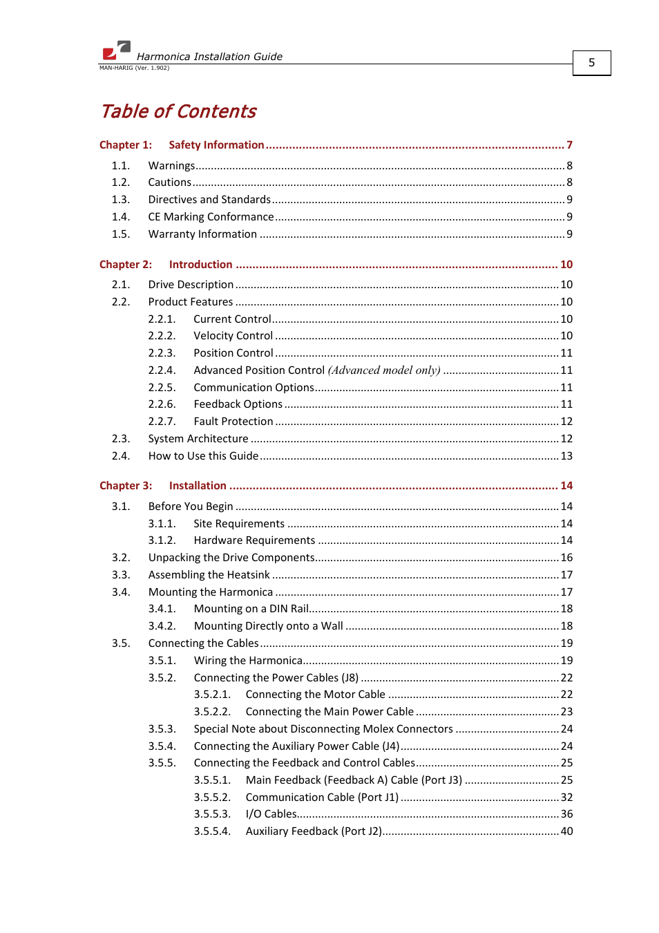 ElmoMC SimplIQ Digital Servo Drives-Harmonica Installation Guide User Manual | Page 5 / 66