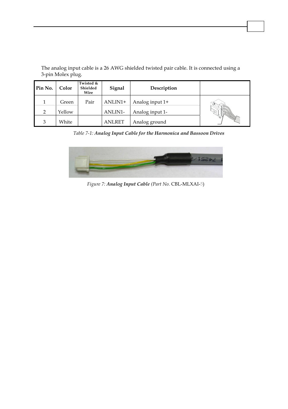 Analog input cable (cbl-mlxai-5), Analog input cable (cbl-mlxai-5) -1, Analog input cable (cbl-mlxai- 5 ) | ElmoMC AC Input Digital Servo Drives-Cornet User Manual | Page 14 / 22