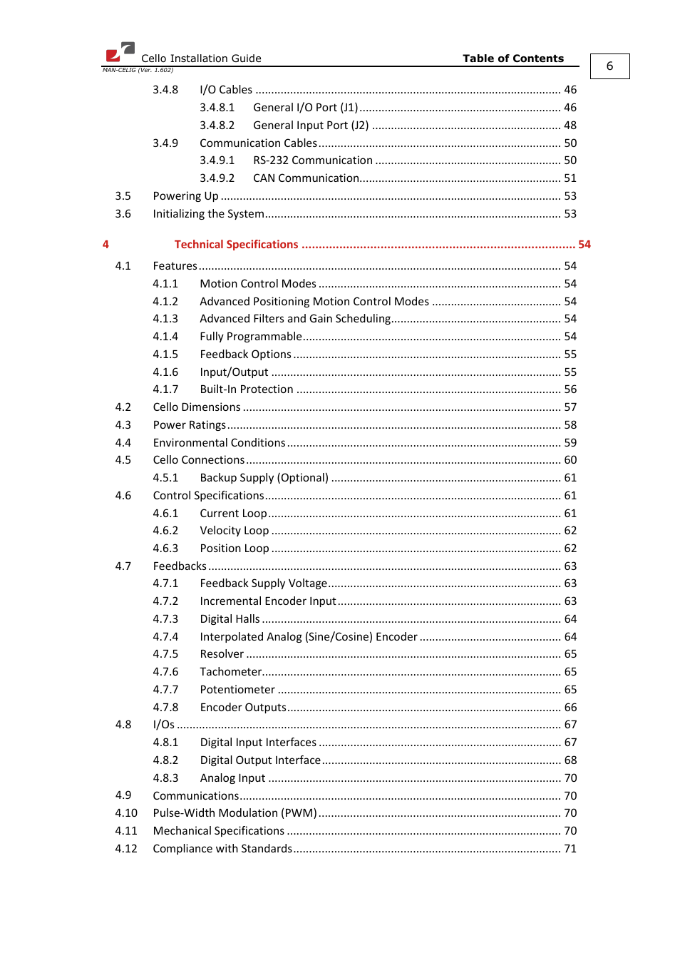 ElmoMC SimplIQ Digital Servo Drives-Cello Installation Guide User Manual | Page 6 / 72