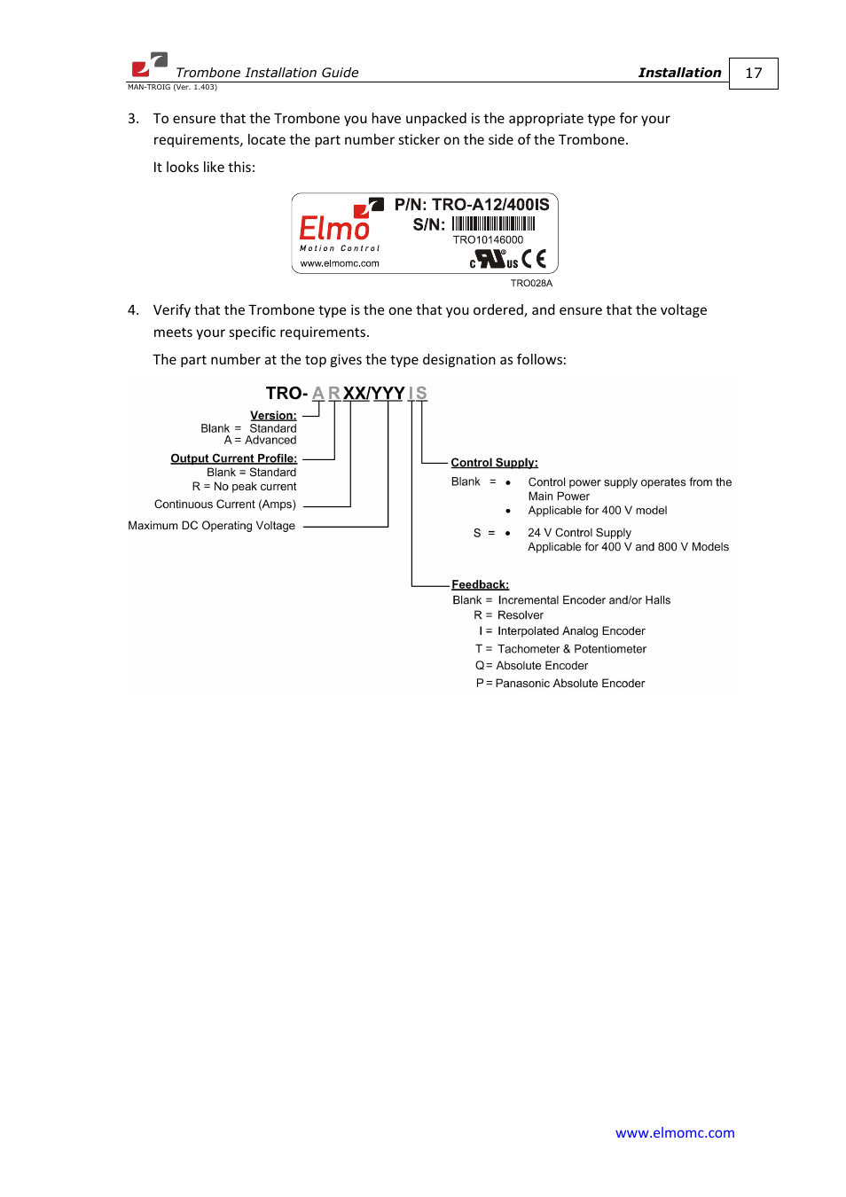 ElmoMC SimplIQ Digital Servo Drives-Trombone Installation Guide User Manual | Page 17 / 84