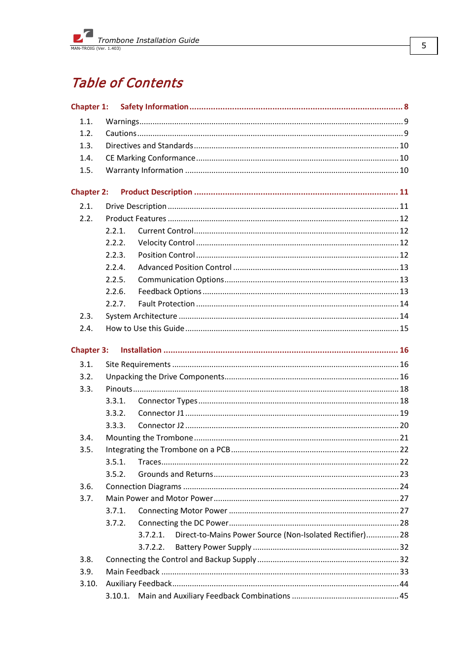 ElmoMC SimplIQ Digital Servo Drives-Trombone Installation Guide User Manual | Page 5 / 84