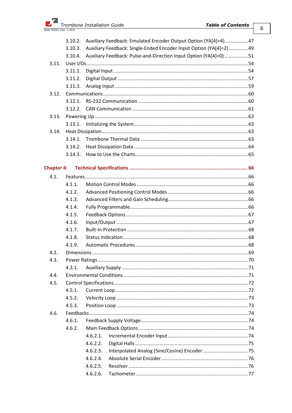 ElmoMC SimplIQ Digital Servo Drives-Trombone Installation Guide User Manual | Page 6 / 84