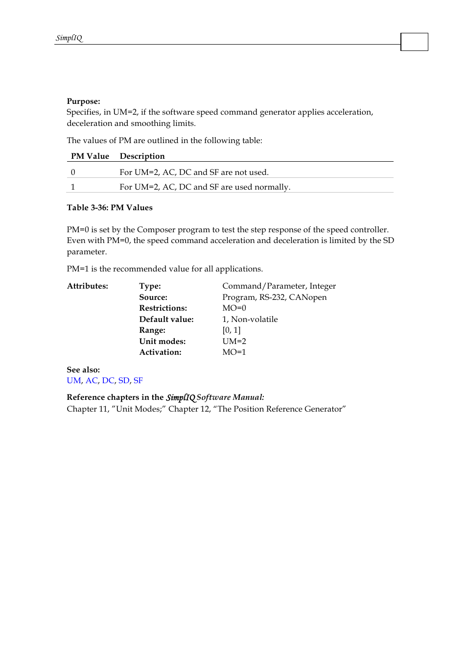 Pm - profiler mode | ElmoMC SimplIQ Command Reference User Manual | Page 124 / 188