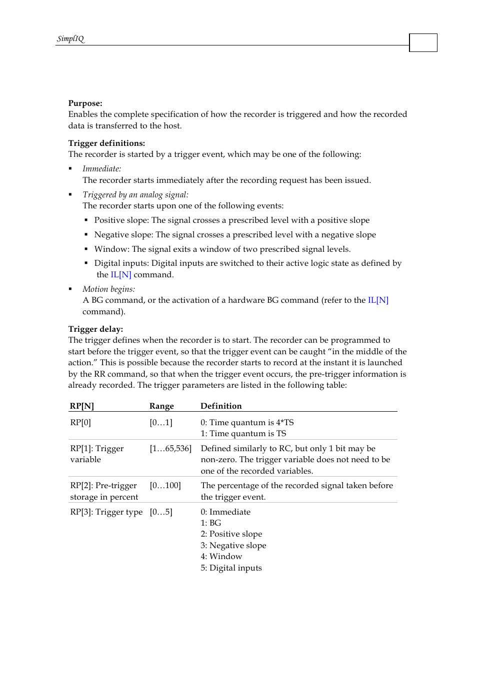 Rp[n] - recorder parameters | ElmoMC SimplIQ Command Reference User Manual | Page 139 / 188
