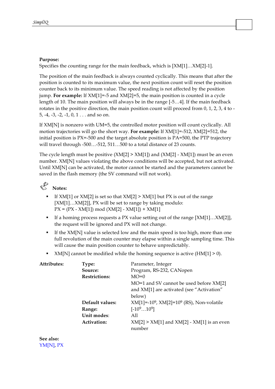 Xm[n] - x modulo | ElmoMC SimplIQ Command Reference User Manual | Page 175 / 188
