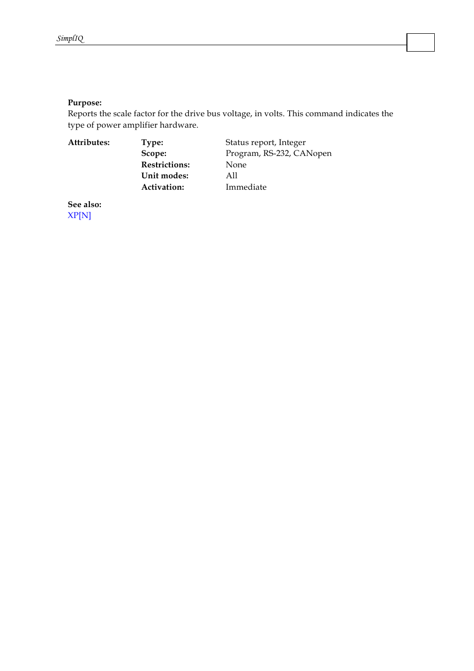 Bv - maximum motor dc voltage | ElmoMC SimplIQ Command Reference User Manual | Page 27 / 188