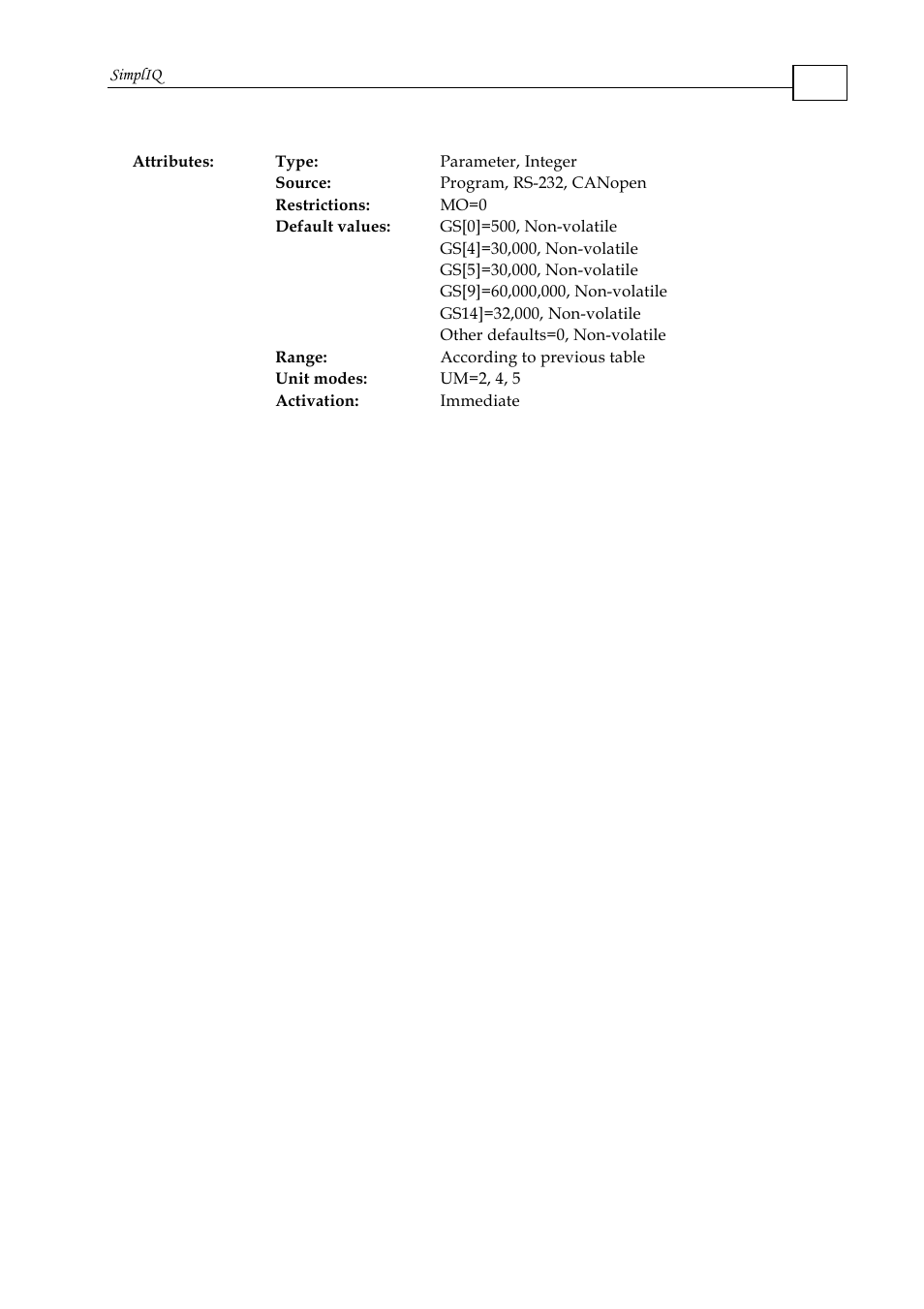 ElmoMC SimplIQ Command Reference User Manual | Page 68 / 188