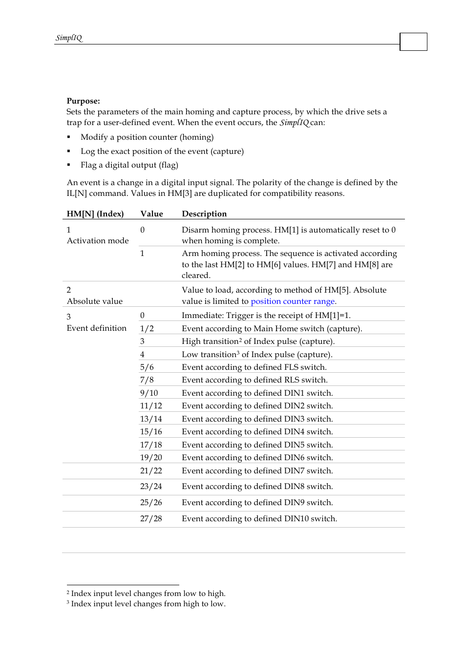 Hm[n] - homing, capture and flag, Simpliq | ElmoMC SimplIQ Command Reference User Manual | Page 70 / 188