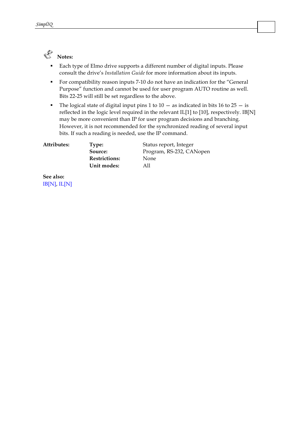 ElmoMC SimplIQ Command Reference User Manual | Page 89 / 188