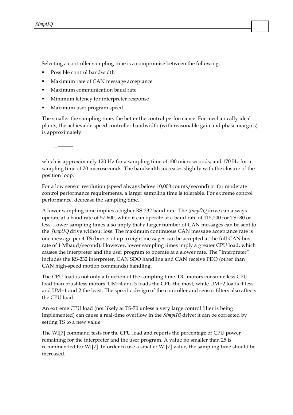 3 optimizing the controller sampling time, 3 optimizing the controller sampling time -4 | ElmoMC SimplIQ Software Manual User Manual | Page 100 / 226