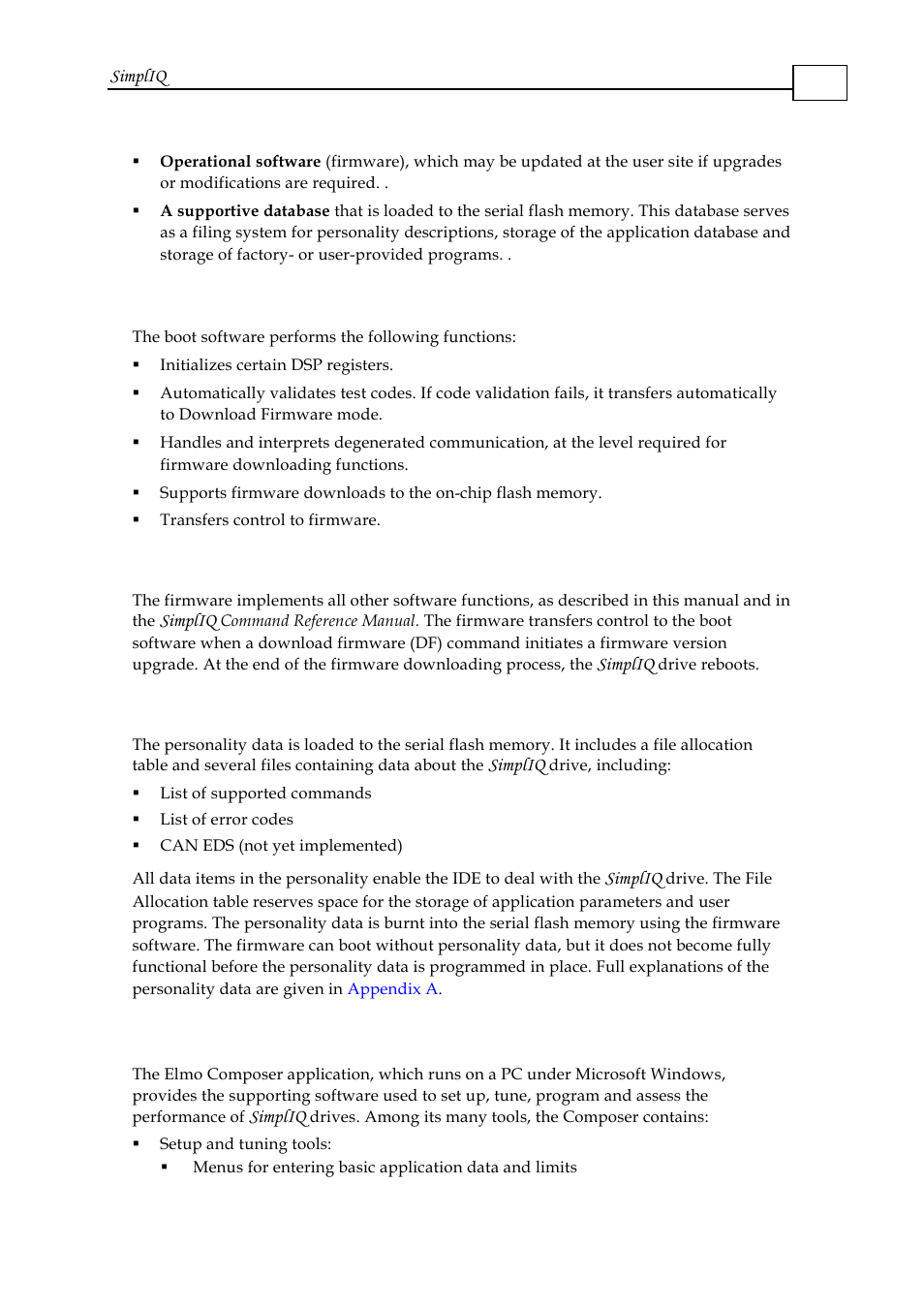 1 boot software, 2 firmware, 3 personality | 2 related software, Boot software -2, Firmware -2, Personality -2, 2 related software -2 | ElmoMC SimplIQ Software Manual User Manual | Page 11 / 226