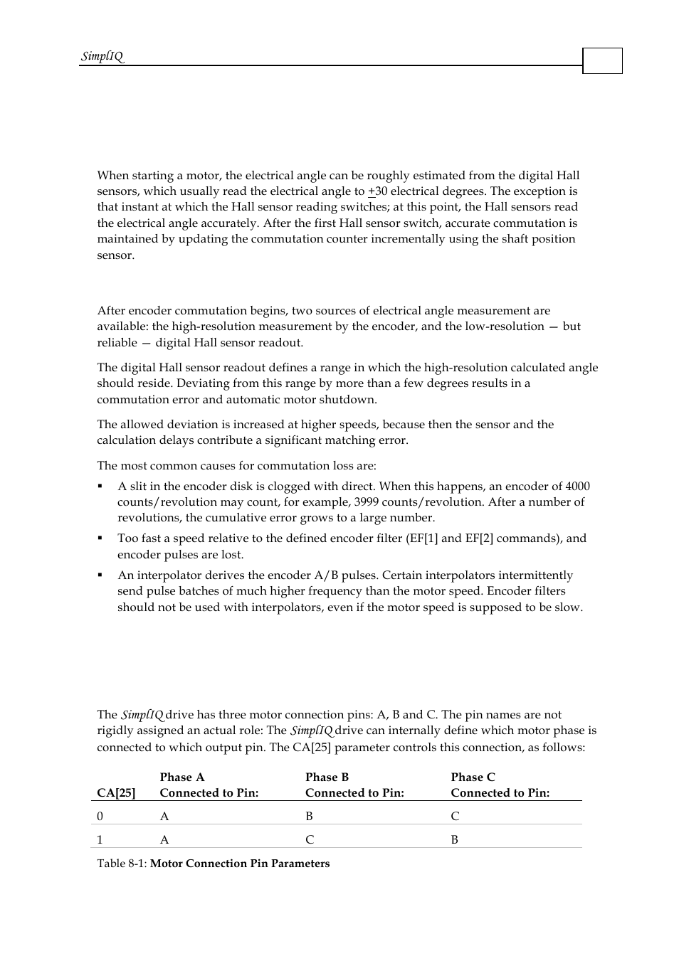 3 combining sensor types, 1 initializing encoder-based commutation, 2 detecting commutation errors (loss of feedback) | 1 winding order, Combining sensor types -5 | ElmoMC SimplIQ Software Manual User Manual | Page 115 / 226