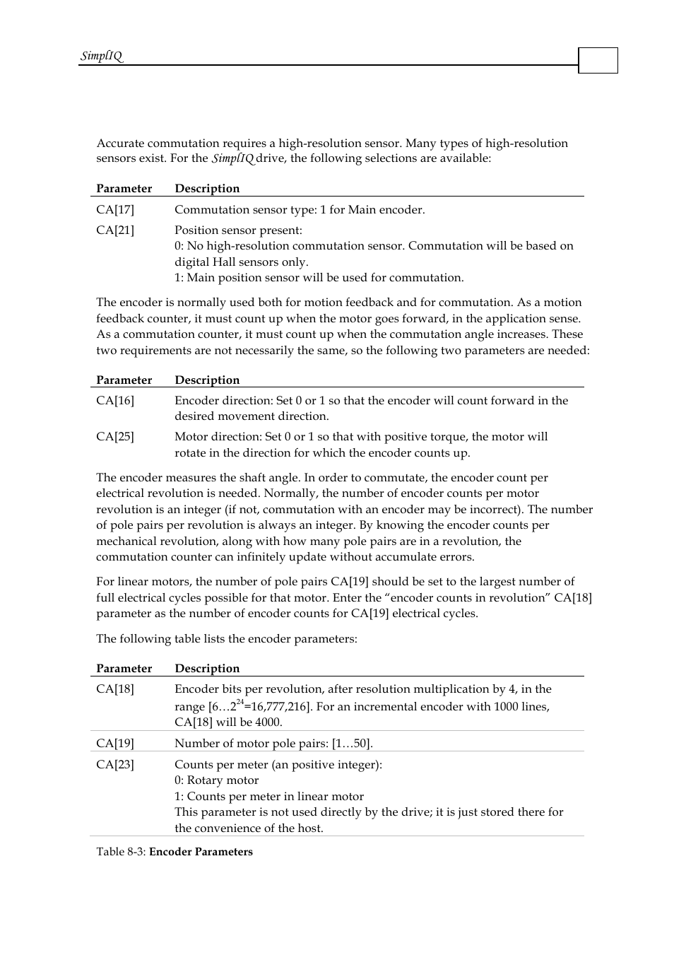 3 encoder parameterization, Simpliq | ElmoMC SimplIQ Software Manual User Manual | Page 117 / 226
