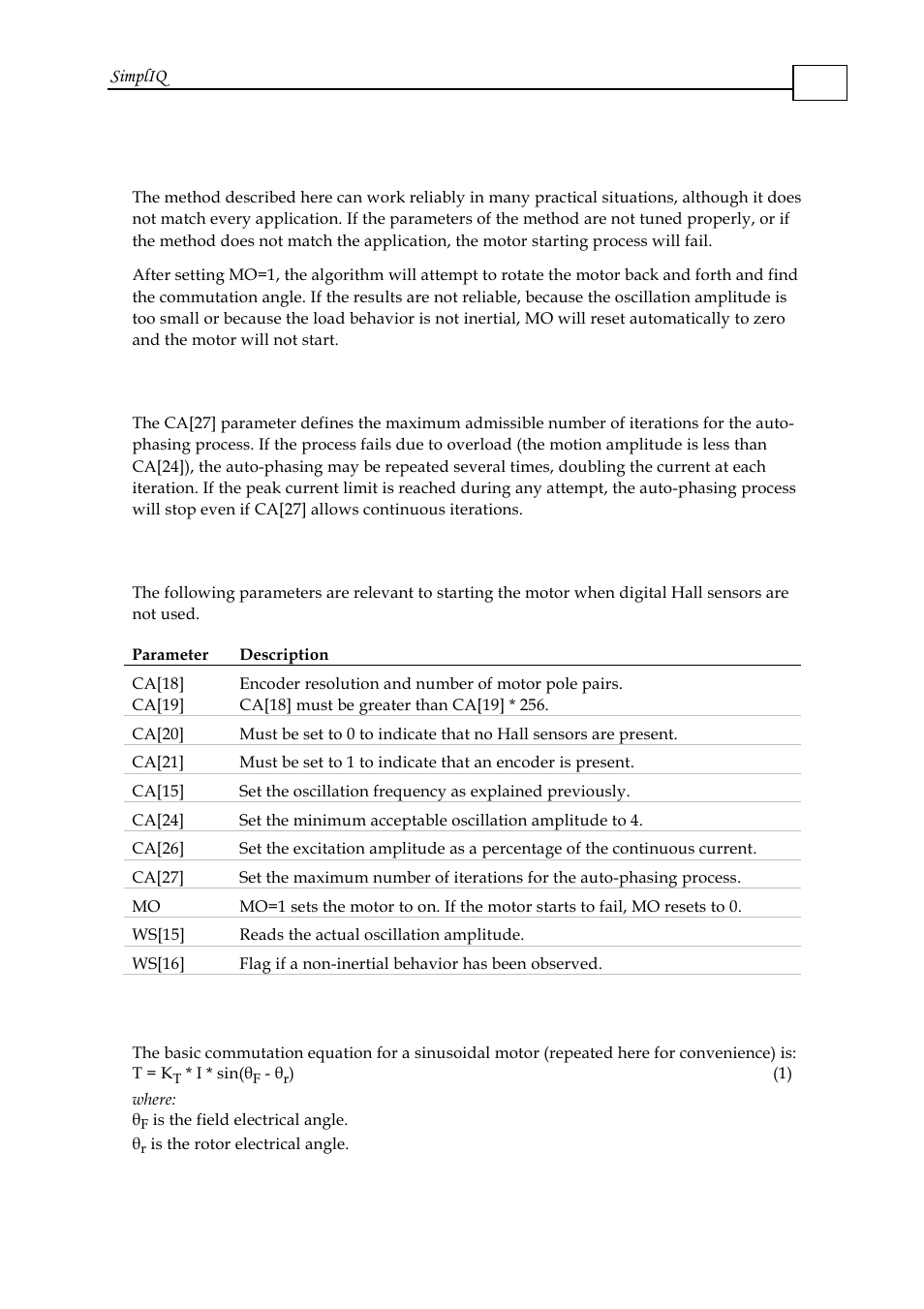 3 protections, 4 maximum number of iterations for auto-phasing, 5 starting the motor without digital hall sensors | 5 continuous vs. six-step commutation, Protections -10, Maximum number of iterations for auto-phasing -10, 5 continuous vs. six-step commutation -10 | ElmoMC SimplIQ Software Manual User Manual | Page 120 / 226