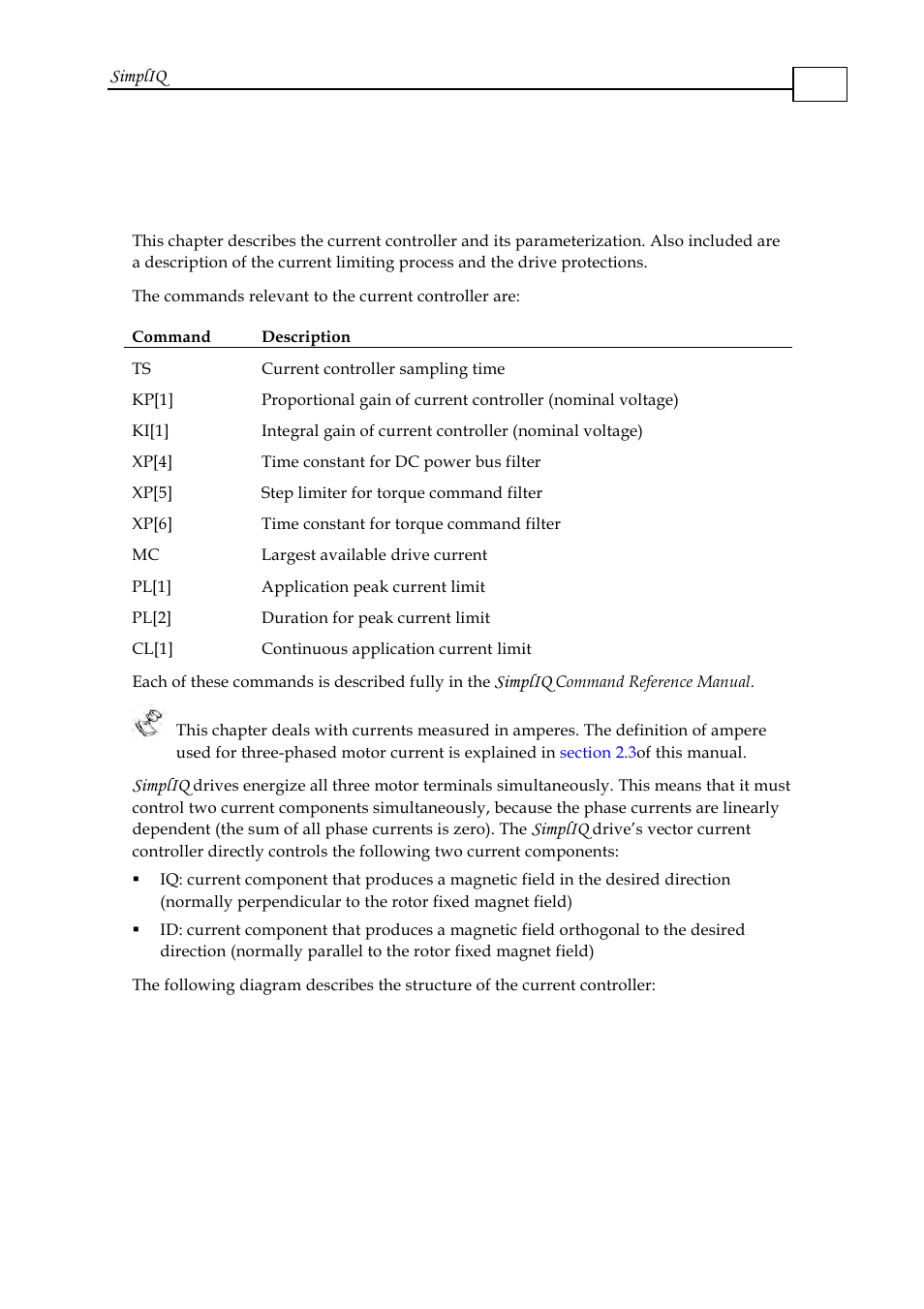 Chapter 9: the current controller, Ole_link2, Chapter 9: the current controller -1 | ElmoMC SimplIQ Software Manual User Manual | Page 124 / 226