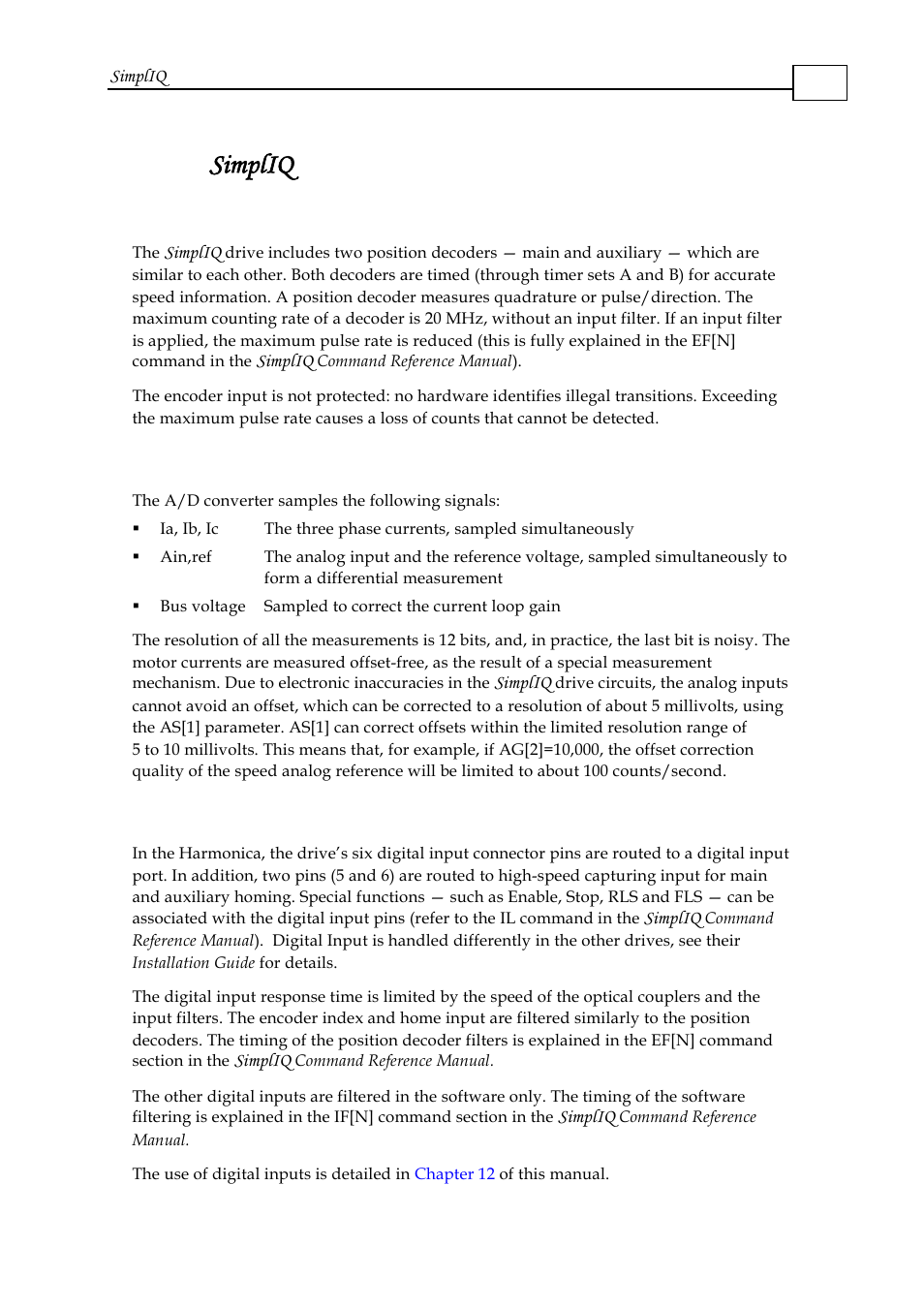 5 simpliq drive peripherals, 1 position decoders, 2 a/d converter | 3 digital inputs, 5 simpliq drive peripherals -5, Position decoders -5, A/d converter -5, Digital inputs -5, Simpliq, Drive peripherals | ElmoMC SimplIQ Software Manual User Manual | Page 14 / 226