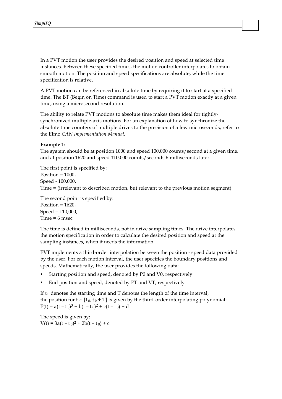 6 position - velocity - time (pvt), Position - velocity - time (pvt) -10, Simpliq | ElmoMC SimplIQ Software Manual User Manual | Page 151 / 226