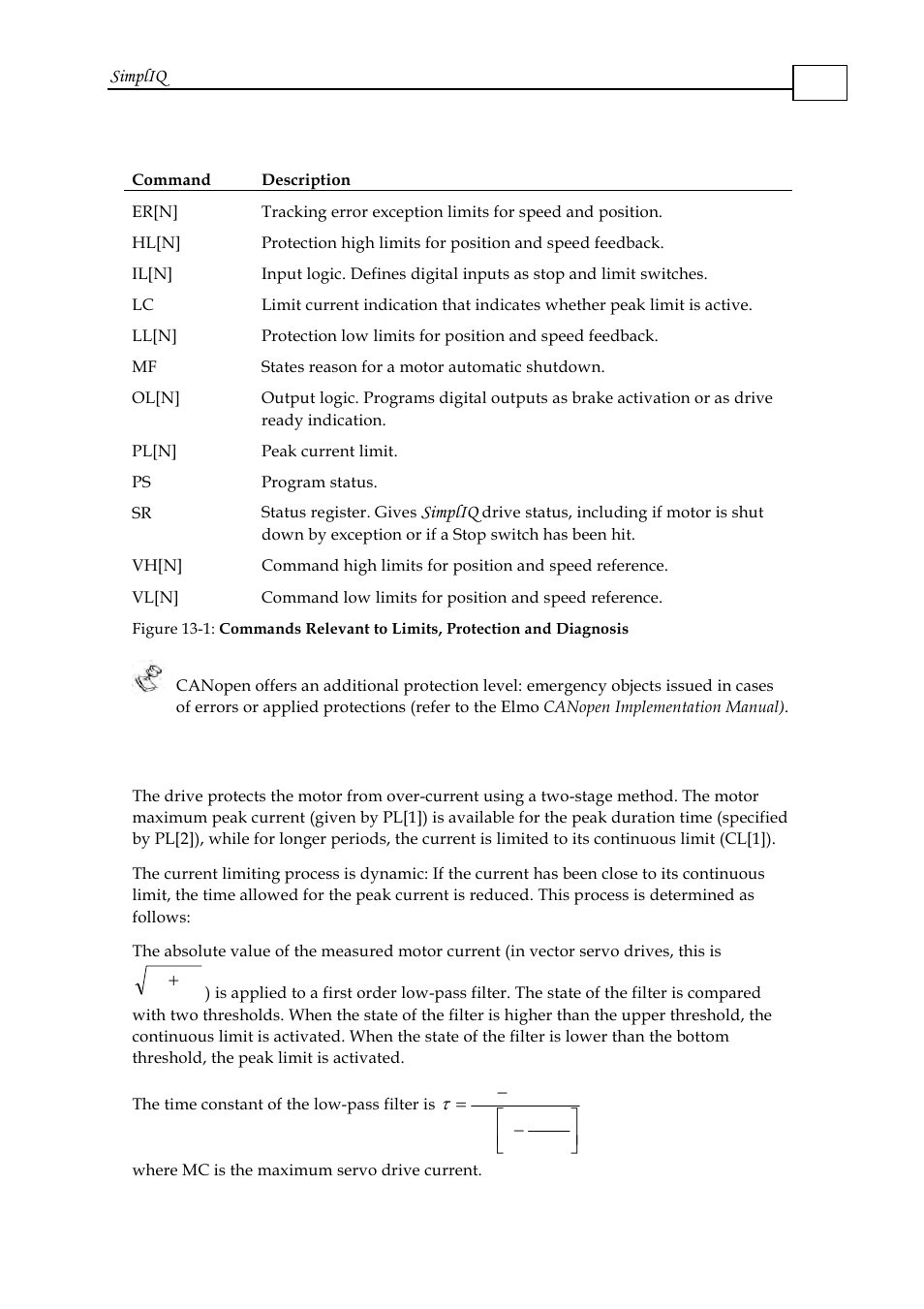 1 current limiting, 1 current limiting -2 | ElmoMC SimplIQ Software Manual User Manual | Page 197 / 226