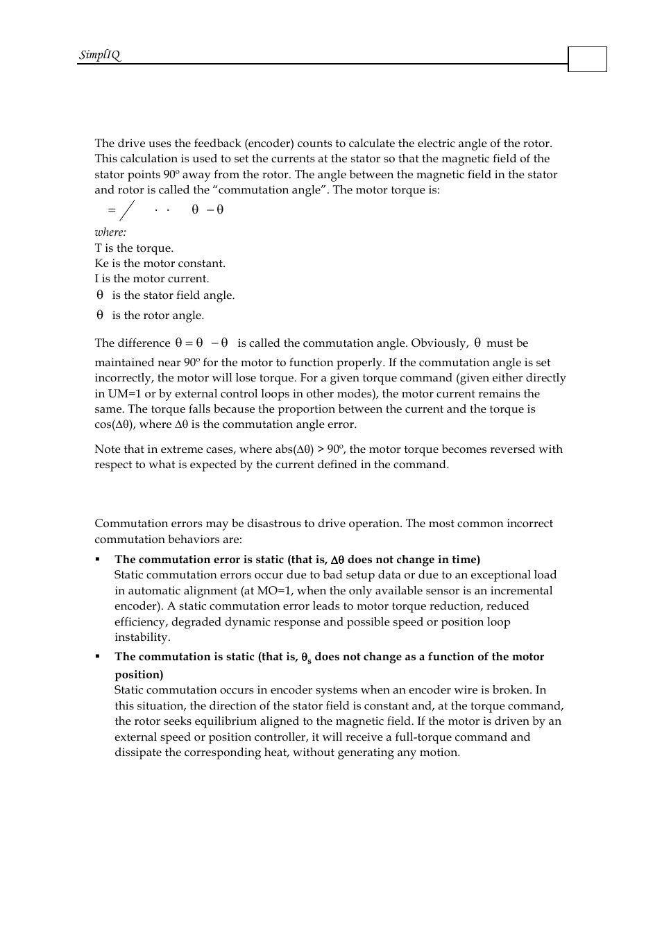 11 commutation is lost, 1 reasons for and effects of incorrect commutation, 11 commutation is lost -13 | ElmoMC SimplIQ Software Manual User Manual | Page 208 / 226