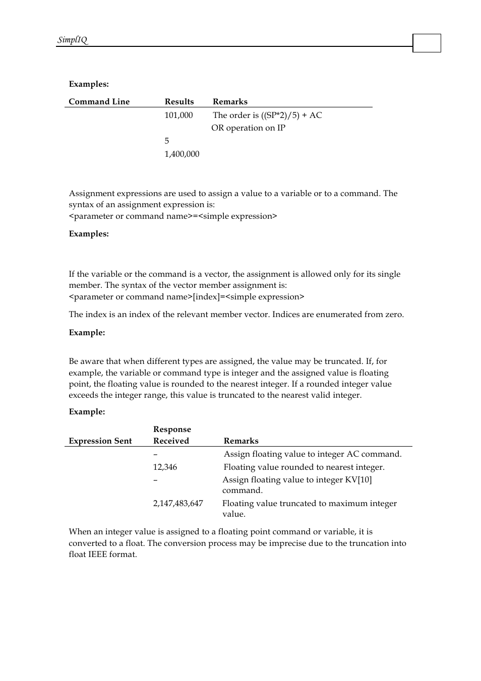 2 assignment expressions | ElmoMC SimplIQ Software Manual User Manual | Page 26 / 226