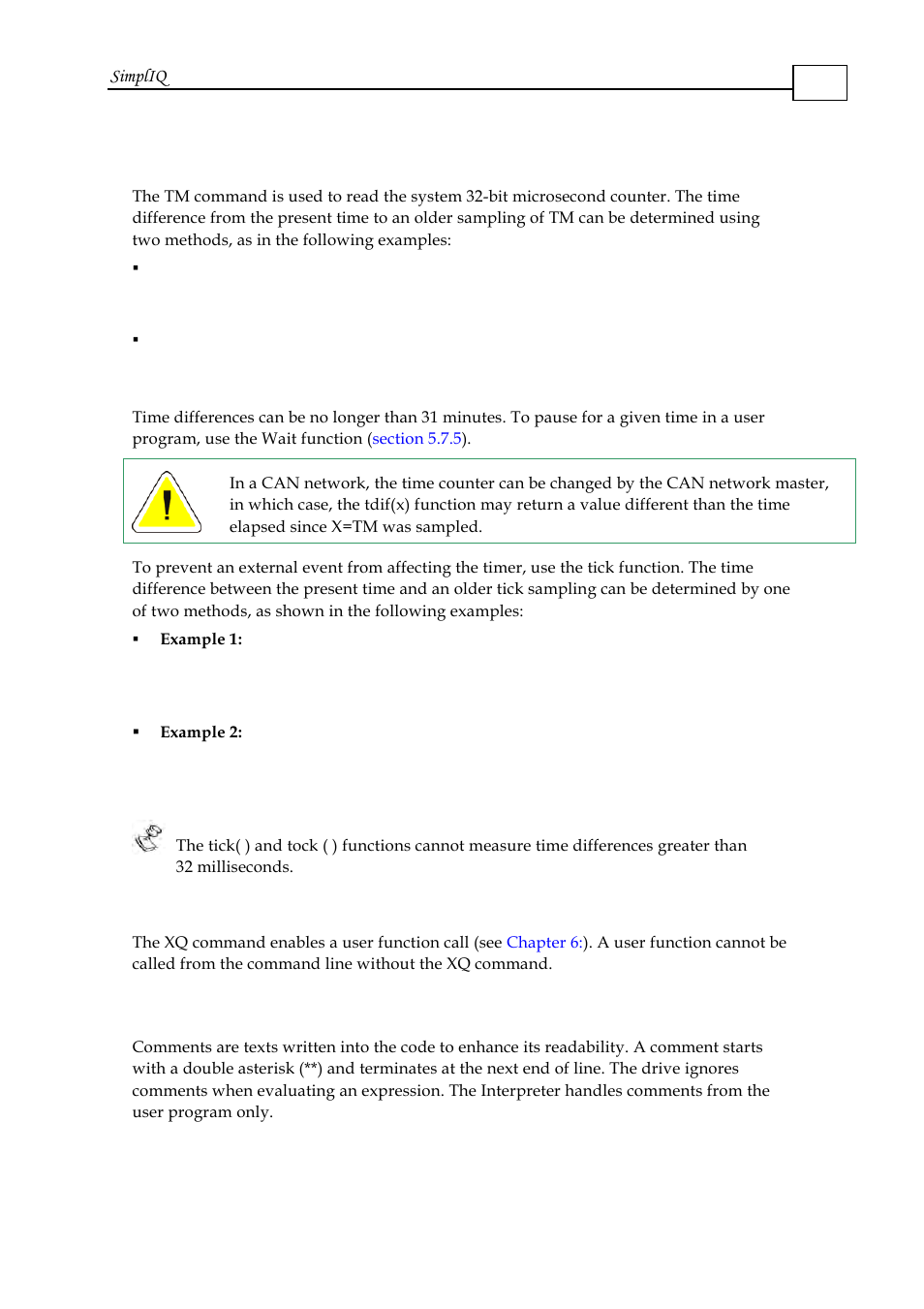 5 time functions, 6 user function calls, 7 comments | Comments -11 | ElmoMC SimplIQ Software Manual User Manual | Page 29 / 226