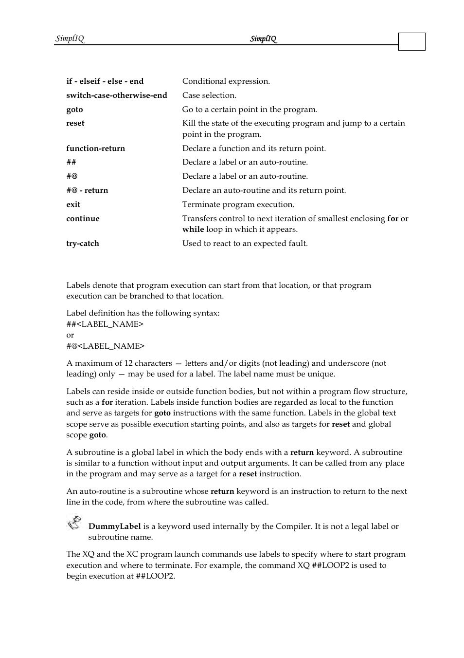 1 labels (entry points) and subroutines, Labels (entry points) and subroutines -13 | ElmoMC SimplIQ Software Manual User Manual | Page 42 / 226