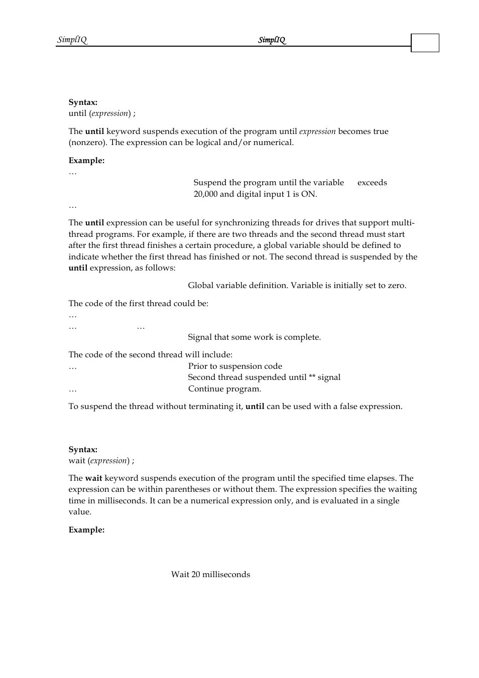 4 until iteration, 5 wait iteration, Until iteration -16 | Wait iteration -16 | ElmoMC SimplIQ Software Manual User Manual | Page 45 / 226