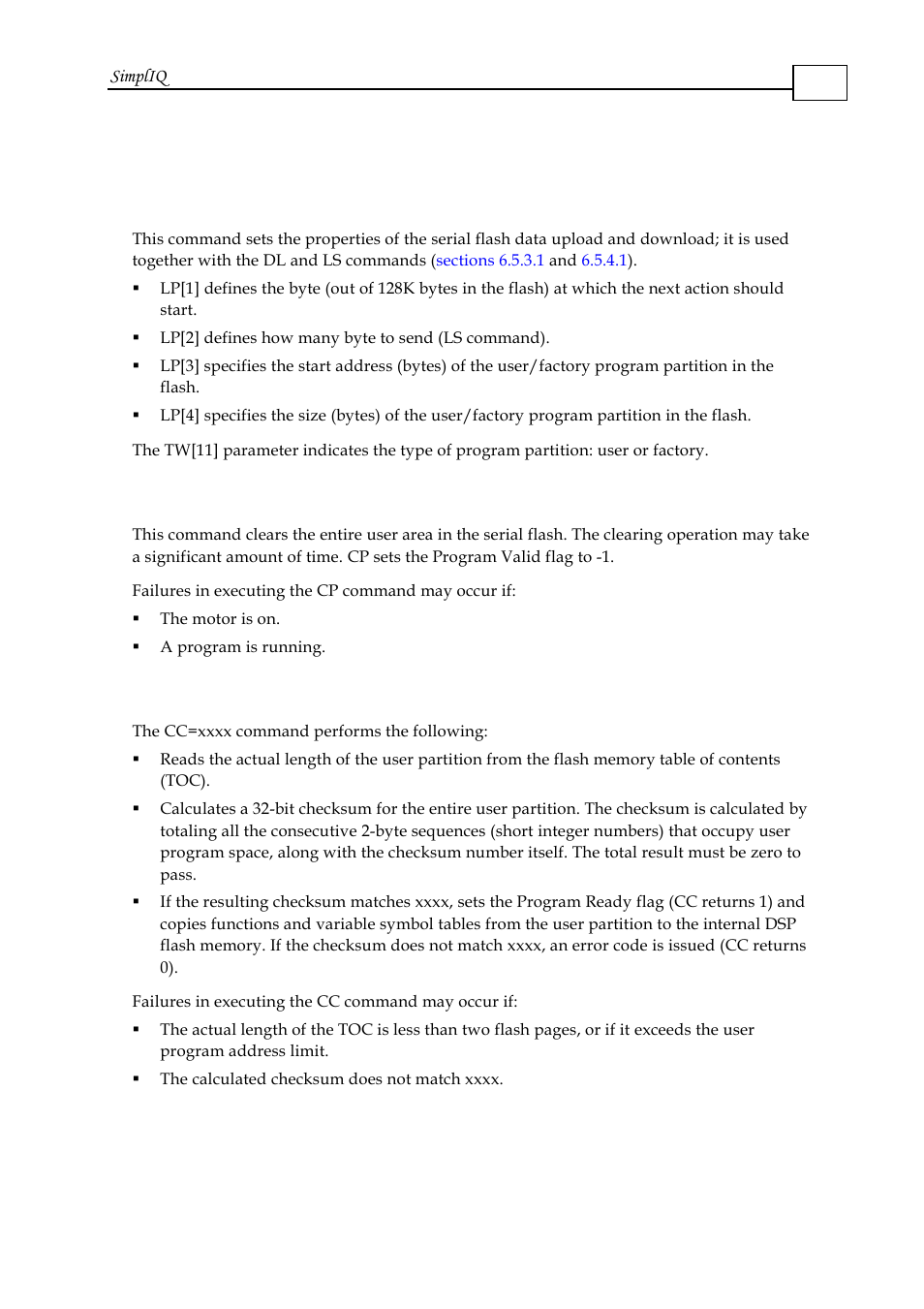 2 auxiliary upload/download commands, 1 the lp[n] command, 2 the cp command | 3 the cc command, Auxiliary upload/download commands -22 | ElmoMC SimplIQ Software Manual User Manual | Page 84 / 226