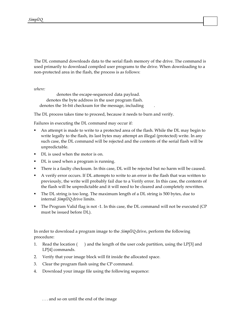 3 downloading a program, 1 the dl command, 2 the program download process | Ole_link5, Downloading a program -23 | ElmoMC SimplIQ Software Manual User Manual | Page 85 / 226