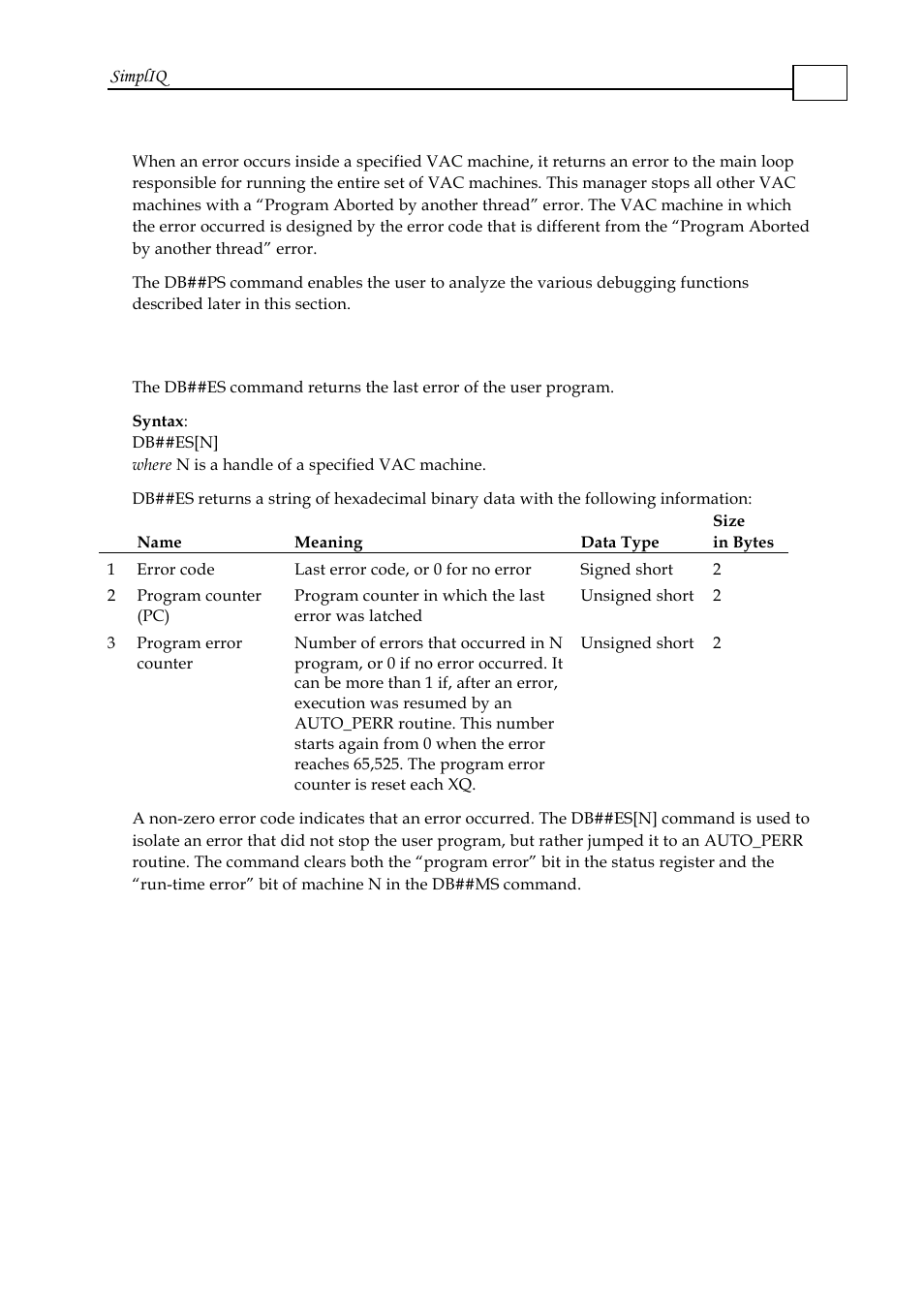 6 error status, Error status -29, Section | Simpliq | ElmoMC SimplIQ Software Manual User Manual | Page 91 / 226