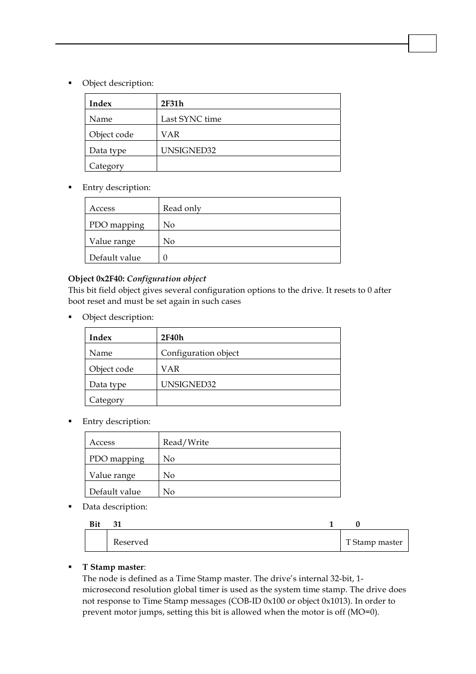 Object 0x2f40: configuration object, Object 0x2f40: configuration object -32 | ElmoMC CANopen DS 301 Implementation Guide User Manual | Page 109 / 118