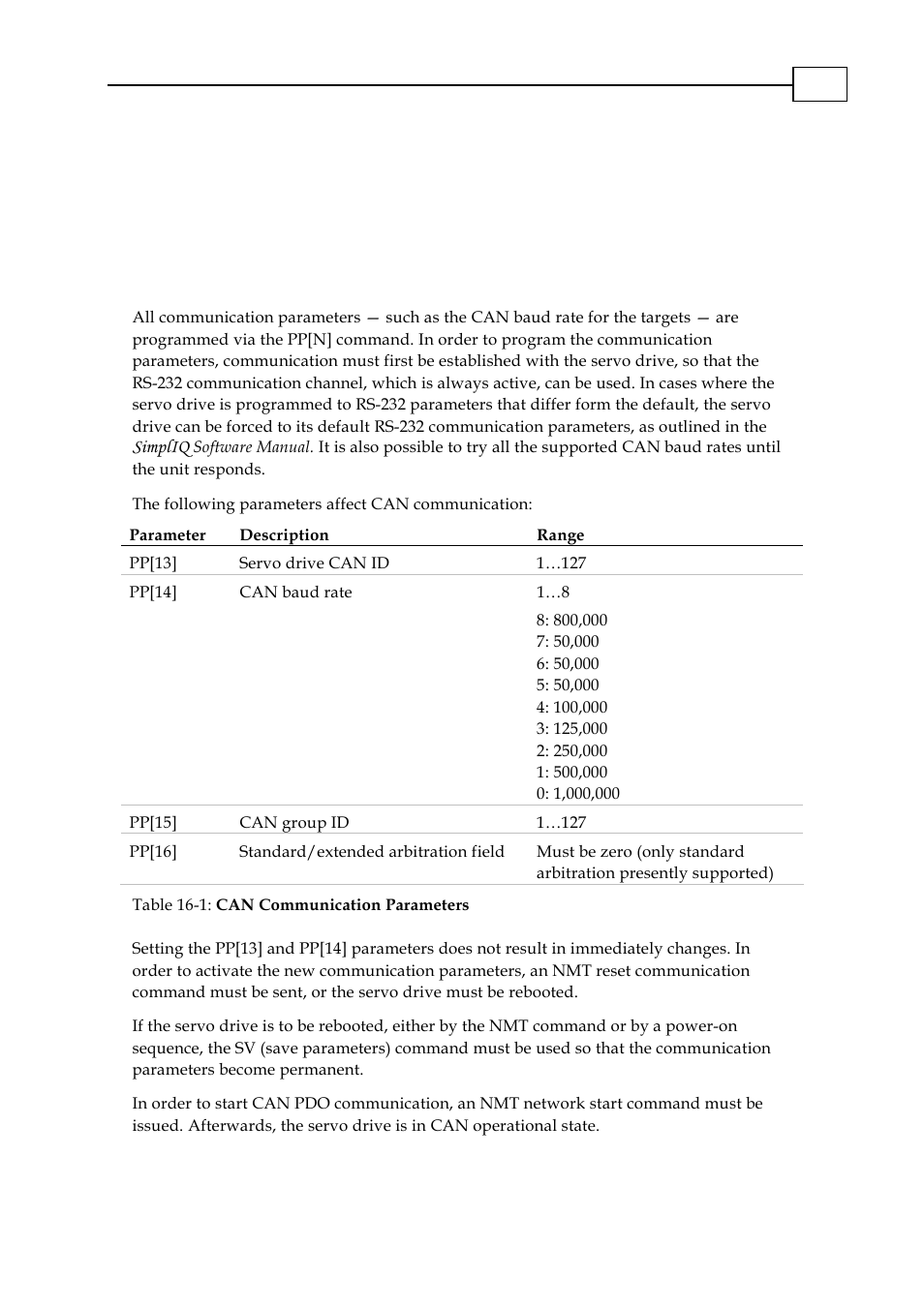 Chapter 16: initial can communication setup, 1 setup using rs-232, Chapter 16: initial can communication setup -1 | Setup using rs-232 -1 | ElmoMC CANopen DS 301 Implementation Guide User Manual | Page 116 / 118