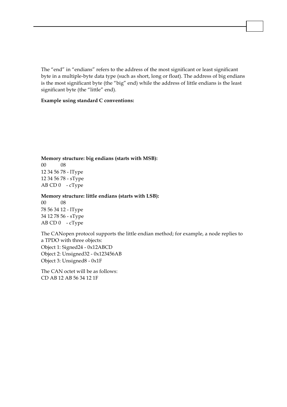 Appendix a: little and big endians, Appendix a | ElmoMC CANopen DS 301 Implementation Guide User Manual | Page 118 / 118