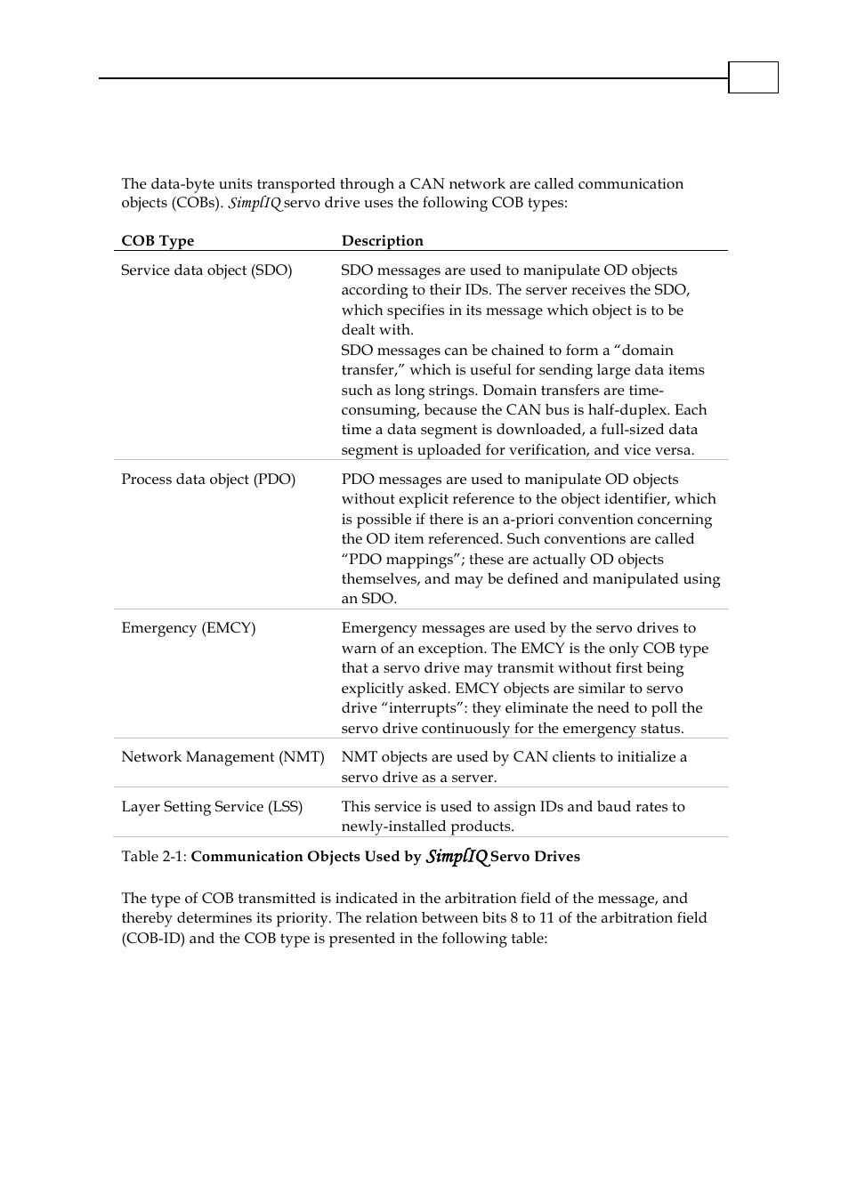 7 communication objects, Communication objects -3, Simpliq | ElmoMC CANopen DS 301 Implementation Guide User Manual | Page 12 / 118