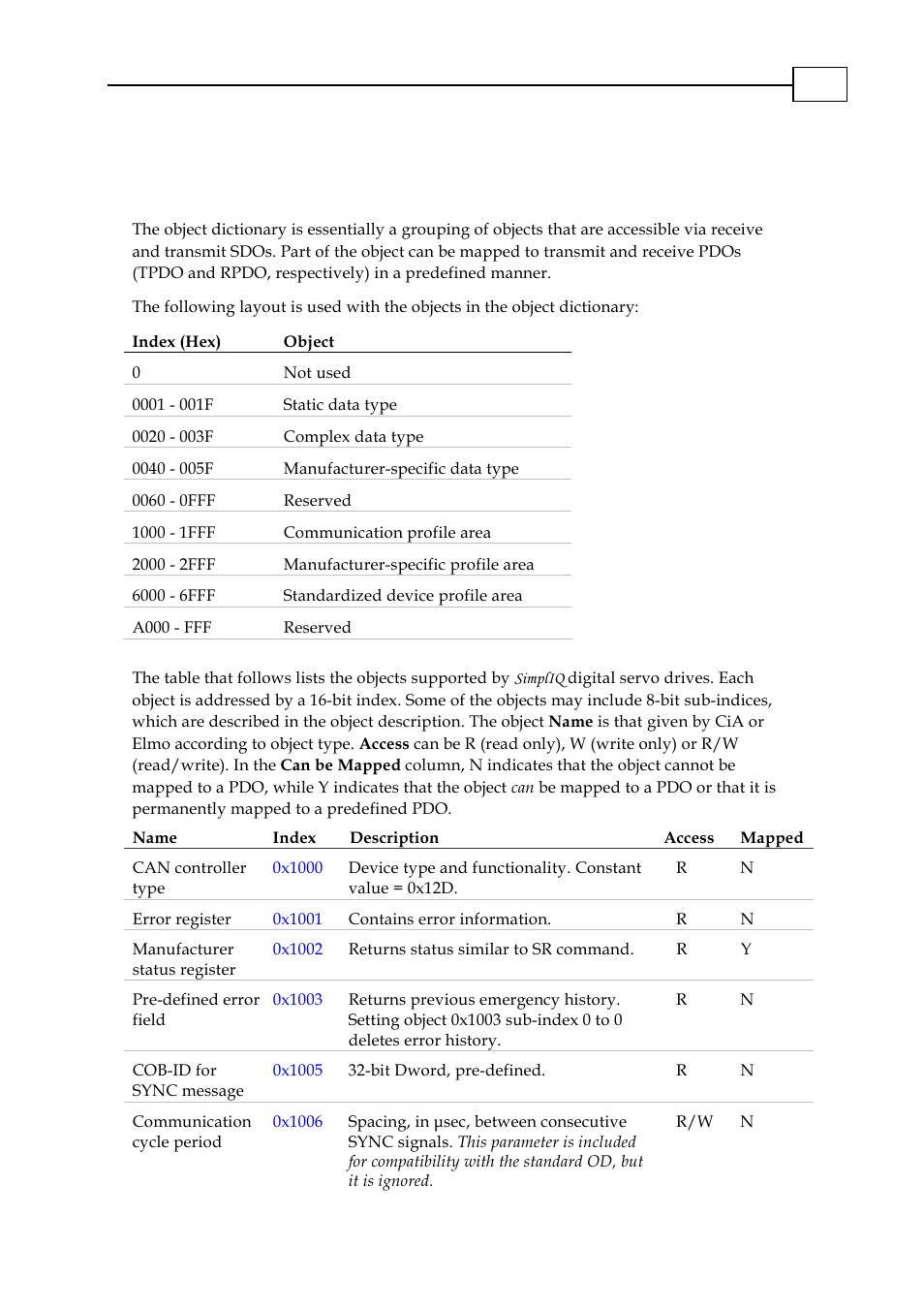 Chapter 3: the object dictionary, Chapter 3: the object dictionary -1 | ElmoMC CANopen DS 301 Implementation Guide User Manual | Page 17 / 118