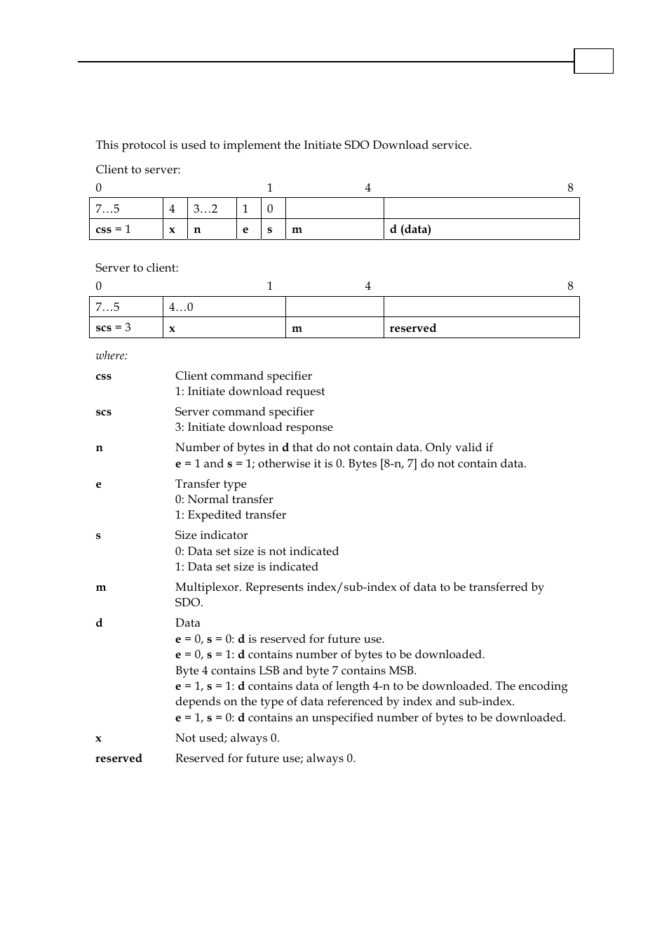 1 initiate sdo download protocol, Initiate sdo download protocol -2 | ElmoMC CANopen DS 301 Implementation Guide User Manual | Page 22 / 118