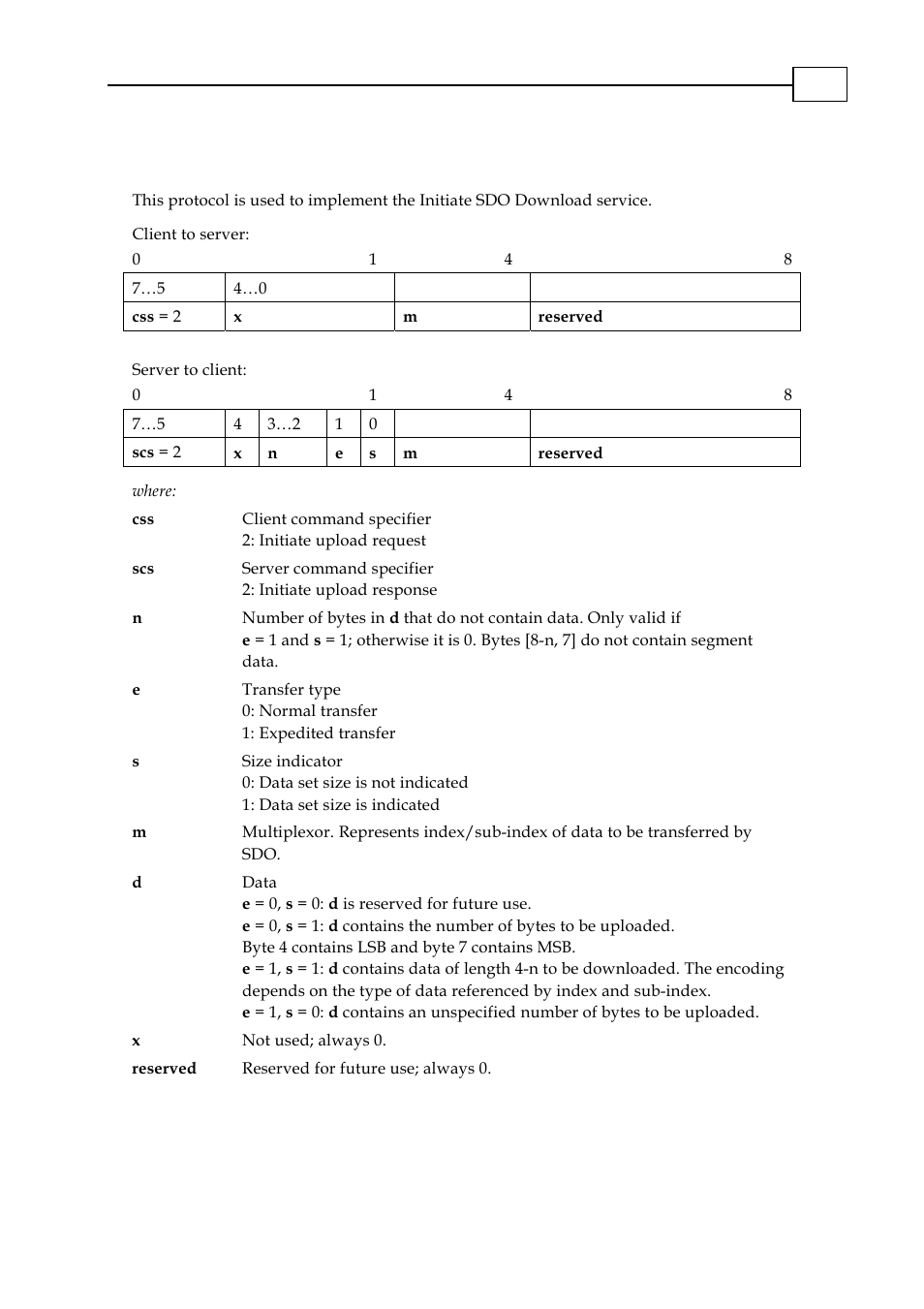 3 initiate sdo upload protocol, Initiate sdo upload protocol -4 | ElmoMC CANopen DS 301 Implementation Guide User Manual | Page 24 / 118
