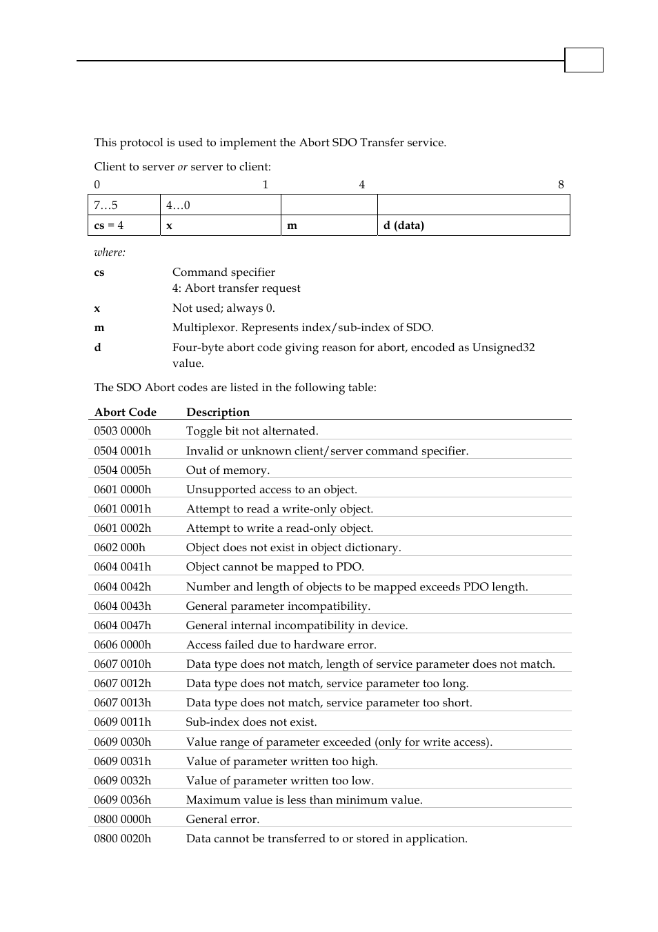 5 abort sdo transfer protocol, Abort sdo transfer protocol -6 | ElmoMC CANopen DS 301 Implementation Guide User Manual | Page 26 / 118