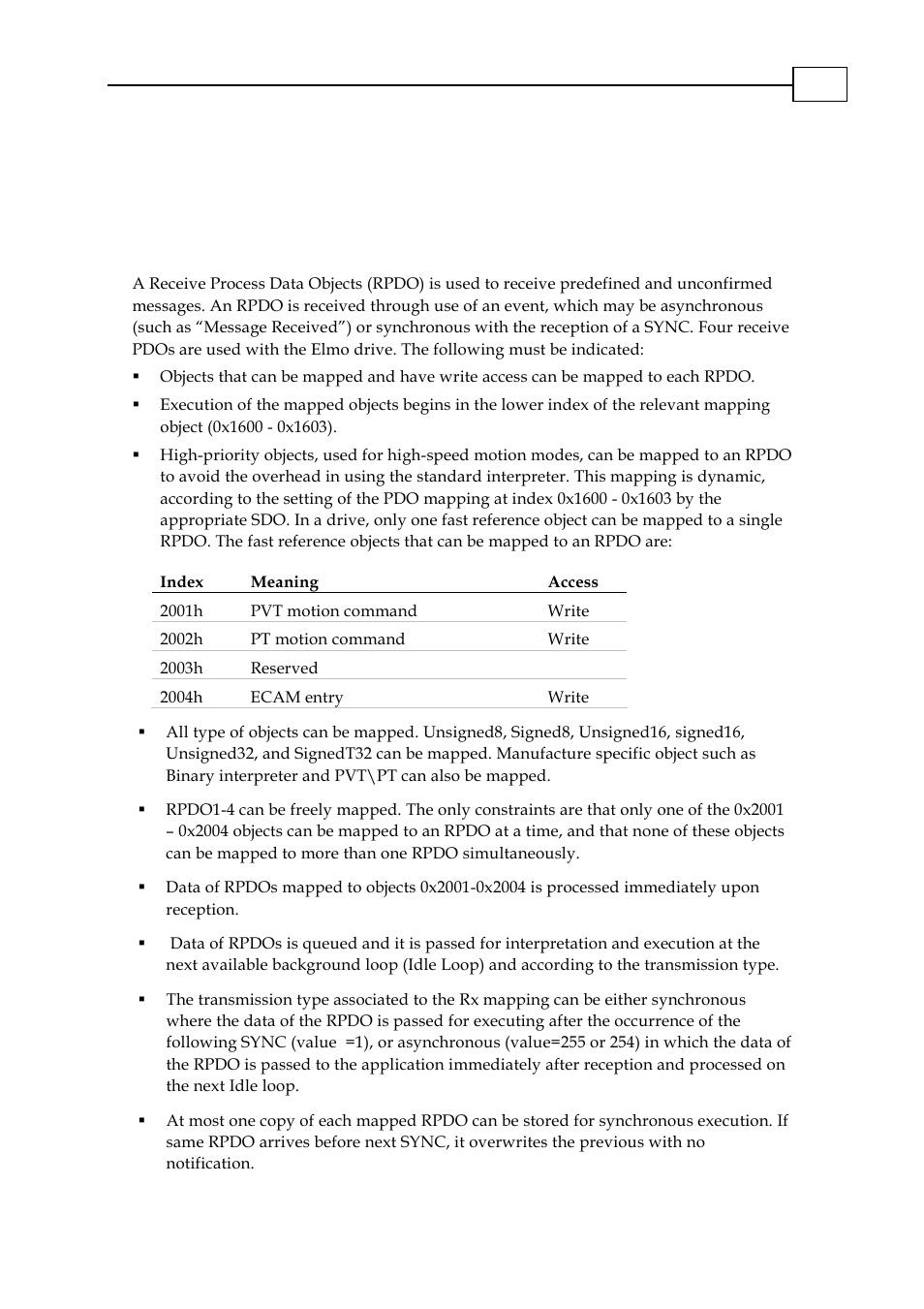 Chapter 5: process data objects (pdos), 1 receive pdos, Chapter 5: process data objects (pdos) -1 | Receive pdos -1 | ElmoMC CANopen DS 301 Implementation Guide User Manual | Page 30 / 118
