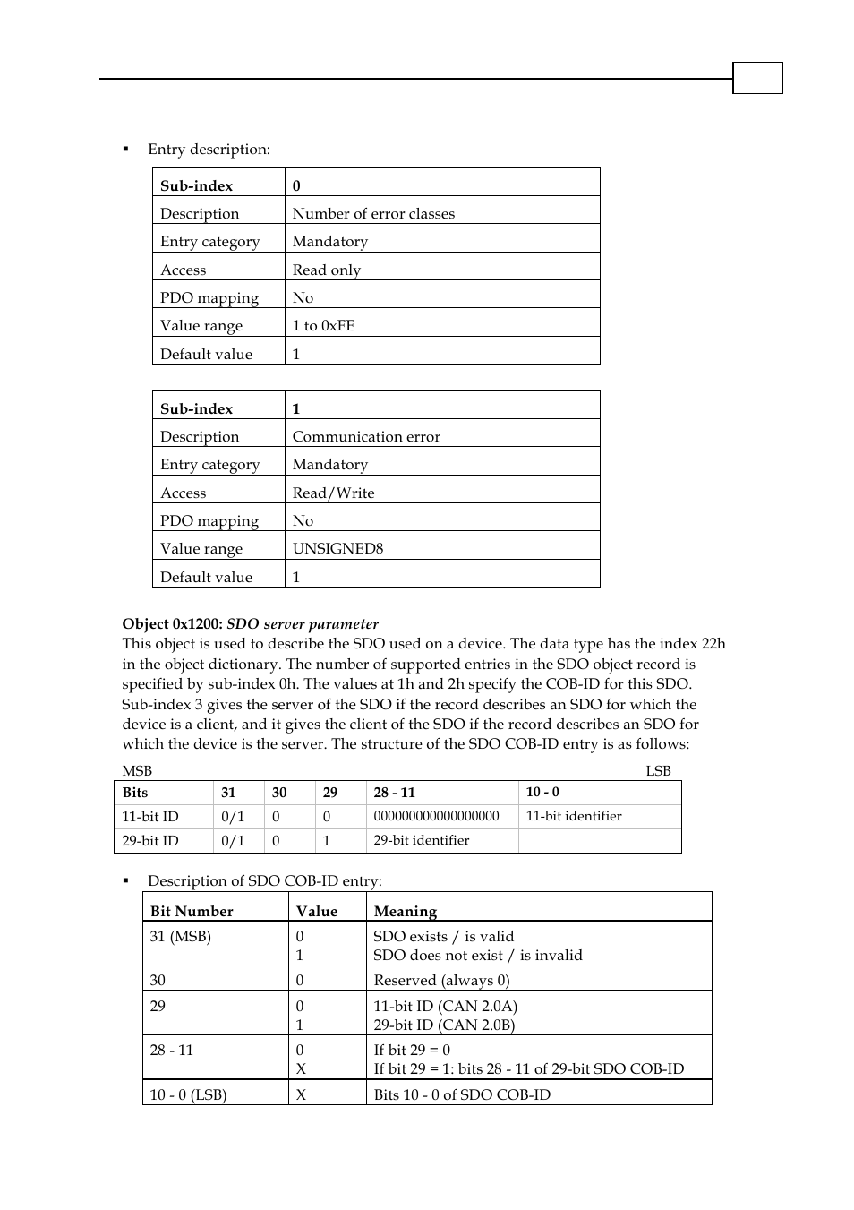 Object 0x1200: sdo server parameter, Object 0x1200: sdo server parameter -18 | ElmoMC CANopen DS 301 Implementation Guide User Manual | Page 69 / 118