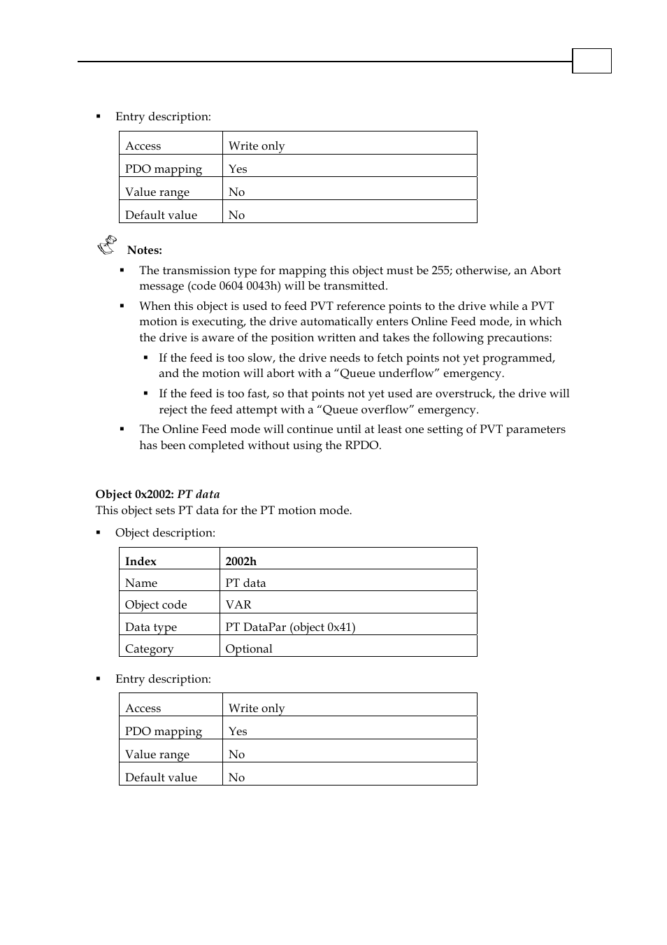 Object 0x2002: pt data, Object 0x2002: pt data -2, 0x2002 | ElmoMC CANopen DS 301 Implementation Guide User Manual | Page 79 / 118
