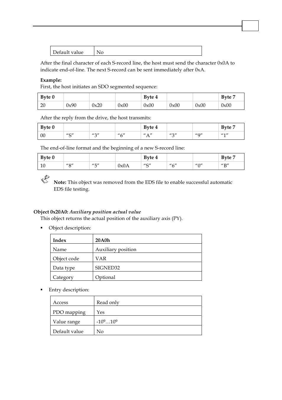 Object 0x20a0: auxiliary position actual value, Object 0x20a0: auxiliary position actual value -14, 0x20a0 | ElmoMC CANopen DS 301 Implementation Guide User Manual | Page 91 / 118