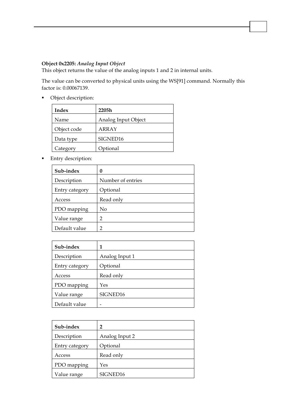 Object 0x2205: analog input object, Object 0x2205: analog input object -17 | ElmoMC CANopen DS 301 Implementation Guide User Manual | Page 94 / 118