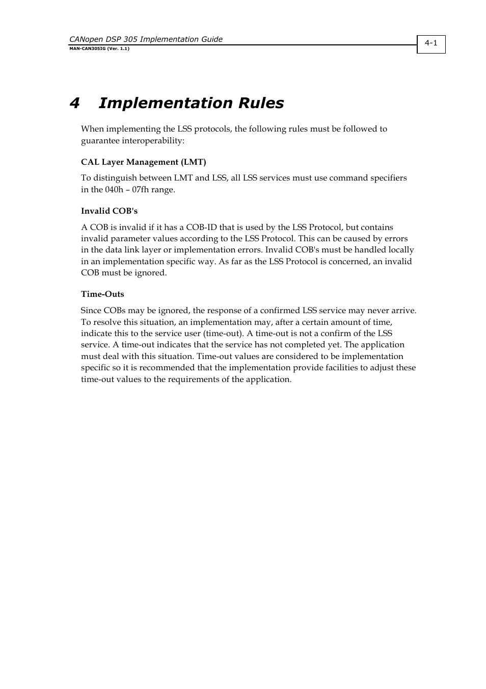 4 implementation rules | ElmoMC CANopen DSP 305 Implementation Guide User Manual | Page 20 / 20